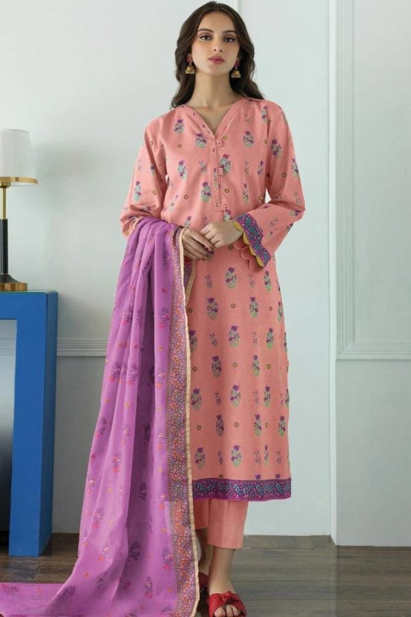 3 Piece Womens Unstitched Lawn Printed Suit - Image 2