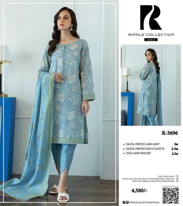 3 Piece Womens Unstitched Lawn Printed Suit