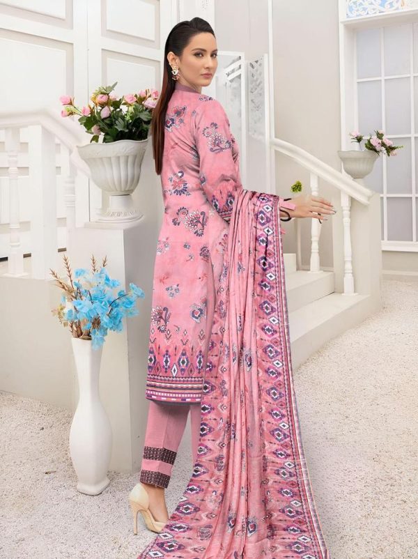 3 Piece Womens Unstitched Lawn Printed Suit - Image 4