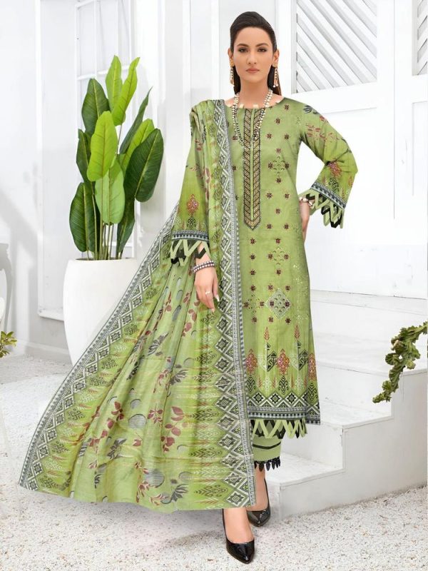 3 Piece Womens Unstitched Lawn Printed Suit - Image 3