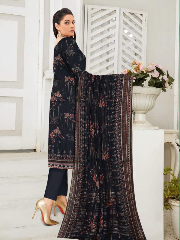 3 Piece Womens Unstitched Lawn Printed Suit - Image 4