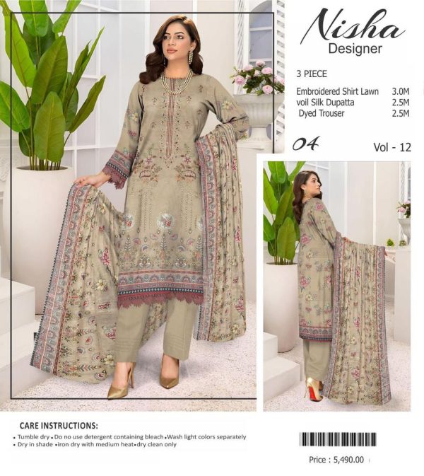 3 Piece Womens Unstitched Lawn Printed Suit