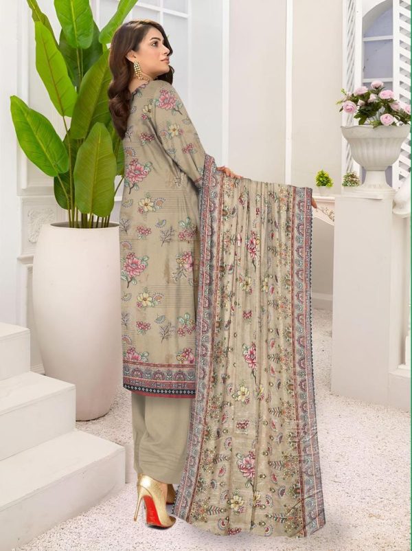 3 Piece Womens Unstitched Lawn Printed Suit - Image 4