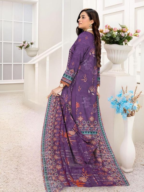 3 Piece Womens Unstitched Lawn Printed Suit - Image 4