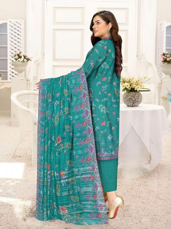 3 Piece Womens Unstitched Lawn Printed Suit - Image 4