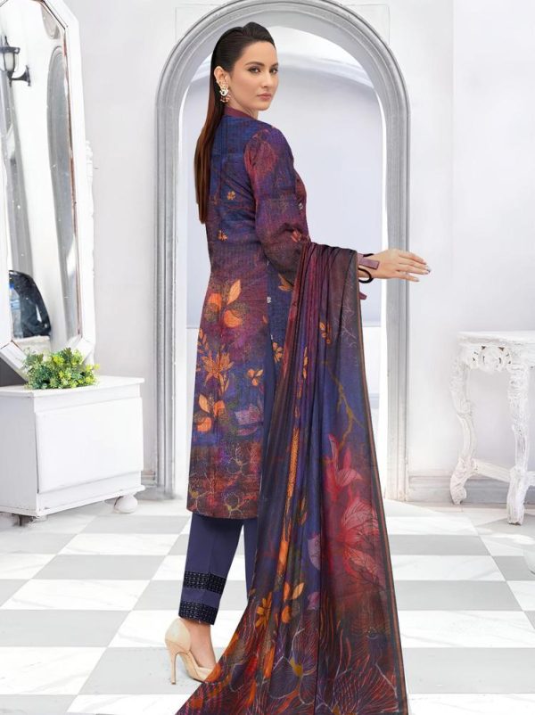 3 Piece Womens Unstitched Lawn Printed Suit - Image 3