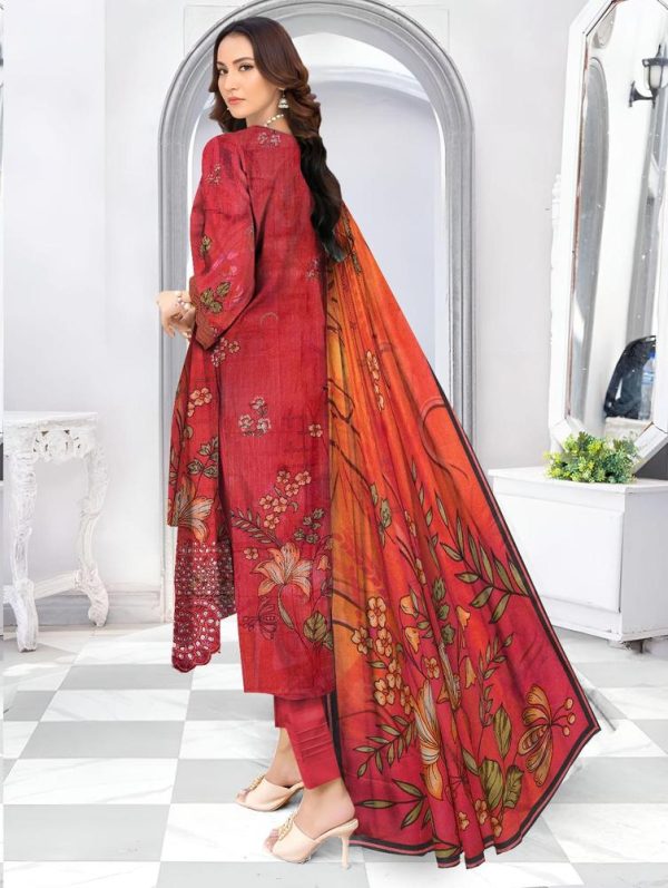 3 Piece Womens Unstitched Lawn Printed Suit - Image 4