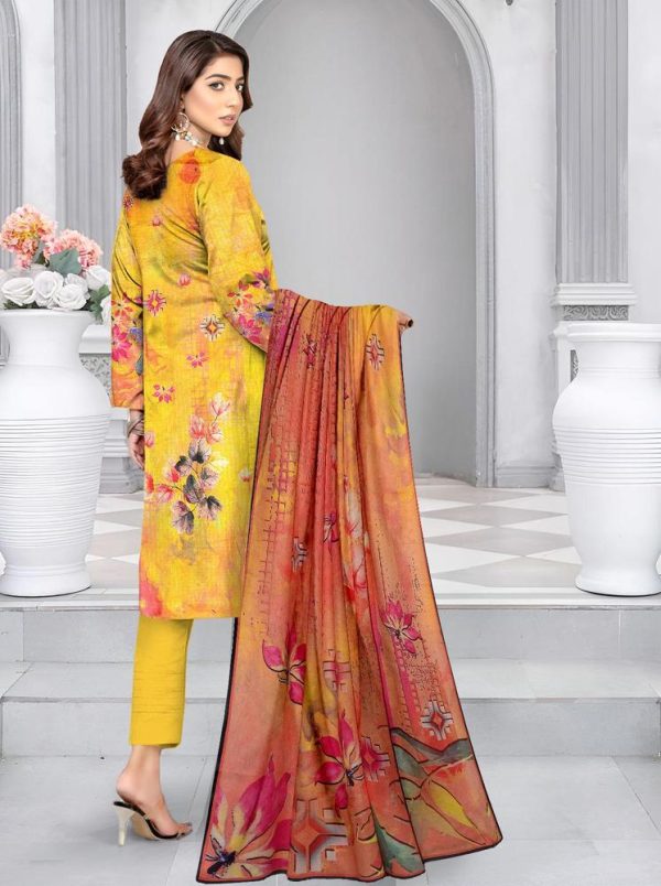 3 Piece Womens Unstitched Lawn Printed Suit - Image 4