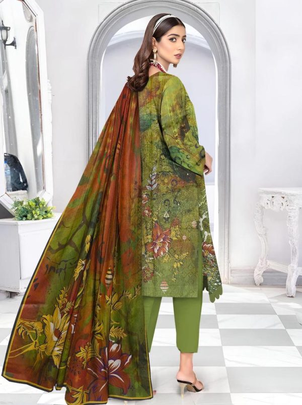 3 Piece Womens Unstitched Lawn Printed Suit - Image 4