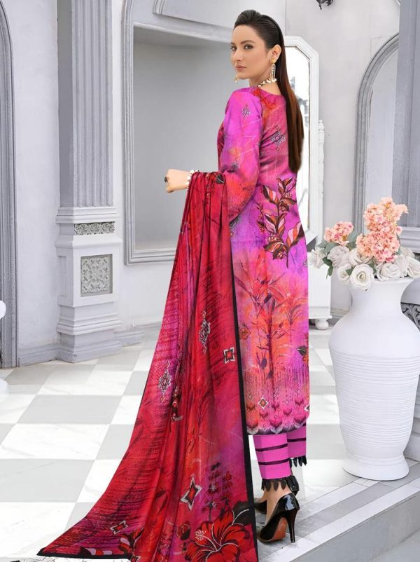 3 Piece Womens Unstitched Lawn Printed Suit - Image 4