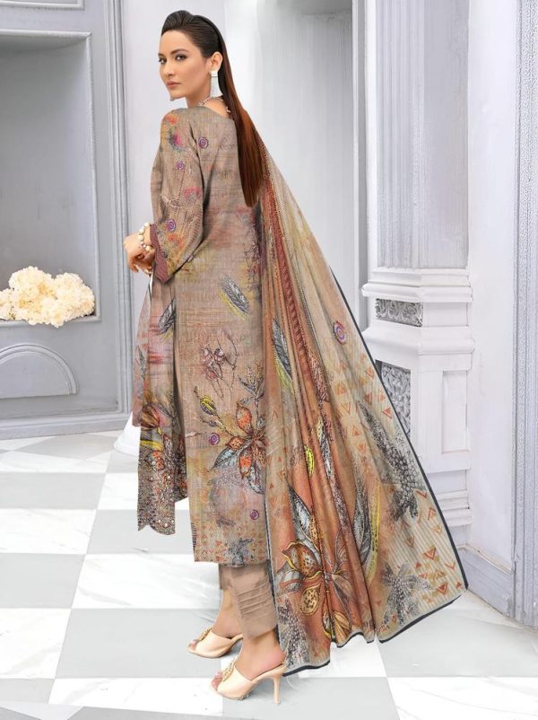 3 Piece Womens Unstitched Lawn Printed Suit - Image 4