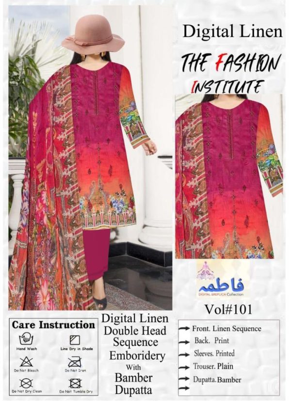 3 Piece Womens Unstitched Embroidered Linen Printed Suit