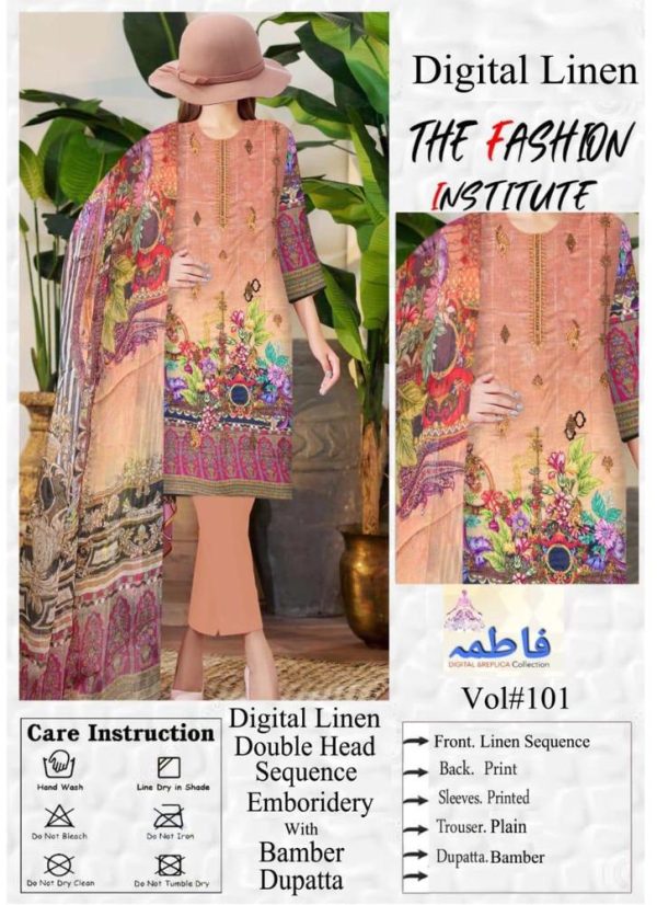 3 Piece Womens Unstitched Embroidered Linen Printed Suit