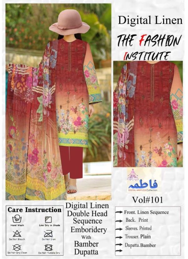 3 Piece Womens Unstitched Embroidered Linen Printed Suit