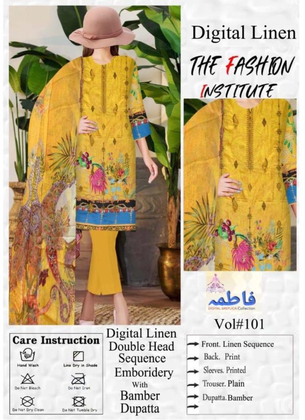 3 Piece Womens Unstitched Embroidered Linen Printed Suit