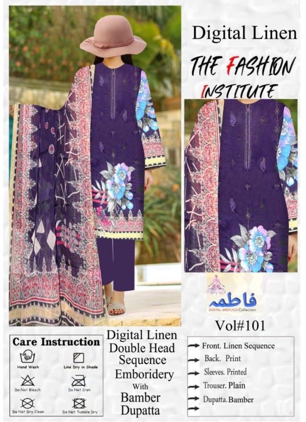 3 Piece Womens Unstitched Embroidered Linen Printed Suit